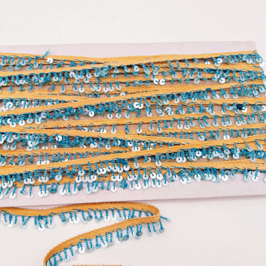 Brown Beaded Sequins Fringe Trim, Craft Ribbon Christmas Trimming, Trim By 3 Yards Decorative Trim